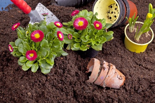 Landscapers separating recyclable garden waste in Bethnal Green